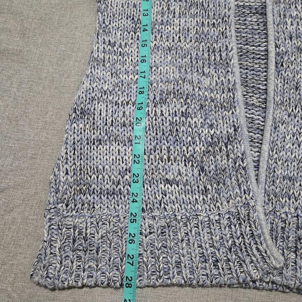 L'AGENCE Blue Marled Chunky Knit Sleeveless Cardigan Open Front Duster Medium - Picture 13 of 14